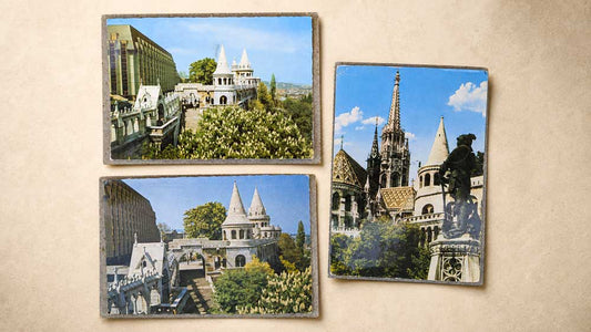 Drei alte Ansichtskarten aus Budapest mit Fischerbastei, Matthiaskirche und historischen Motiven aus den Jahren 1967 und 1981.