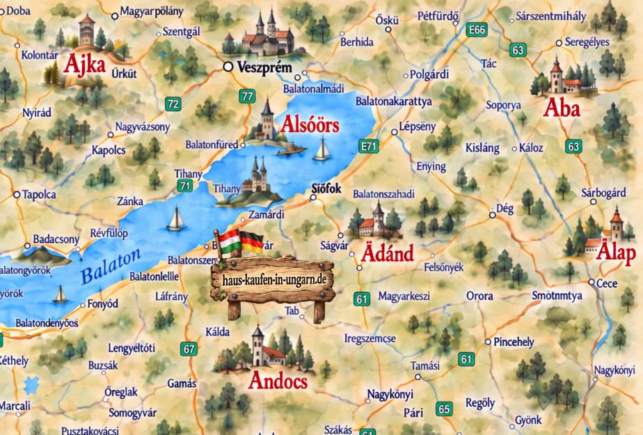 Landkarte Ungarn Balaton Umgebung Tafel Haus kaufen in Ungarn .de