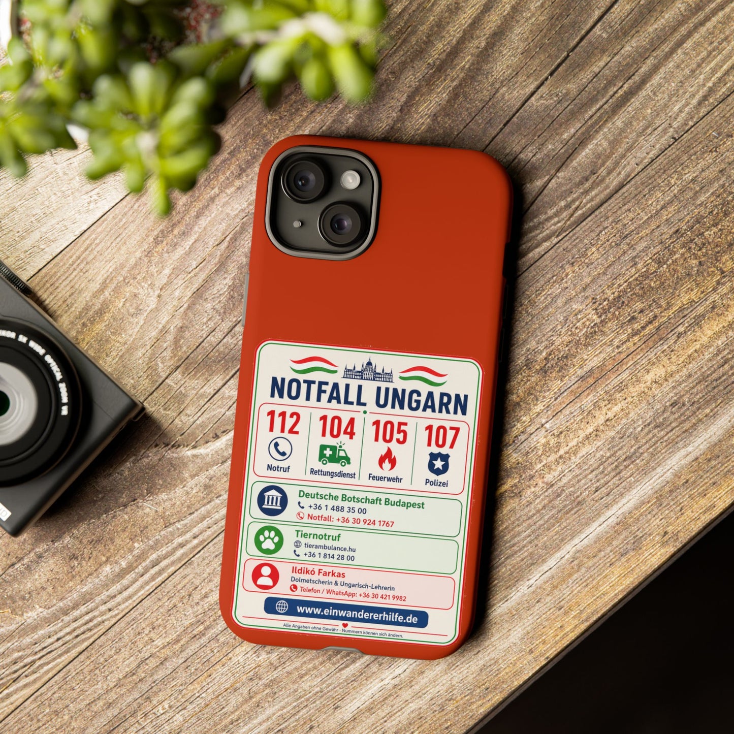 Notfall-Handyhülle Ungarn mit wichtigen Telefonnummern