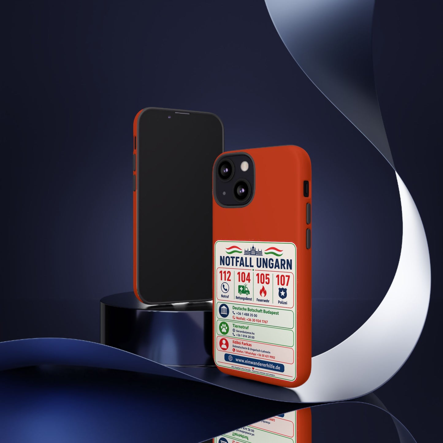 Notfall-Handyhülle Ungarn mit wichtigen Telefonnummern