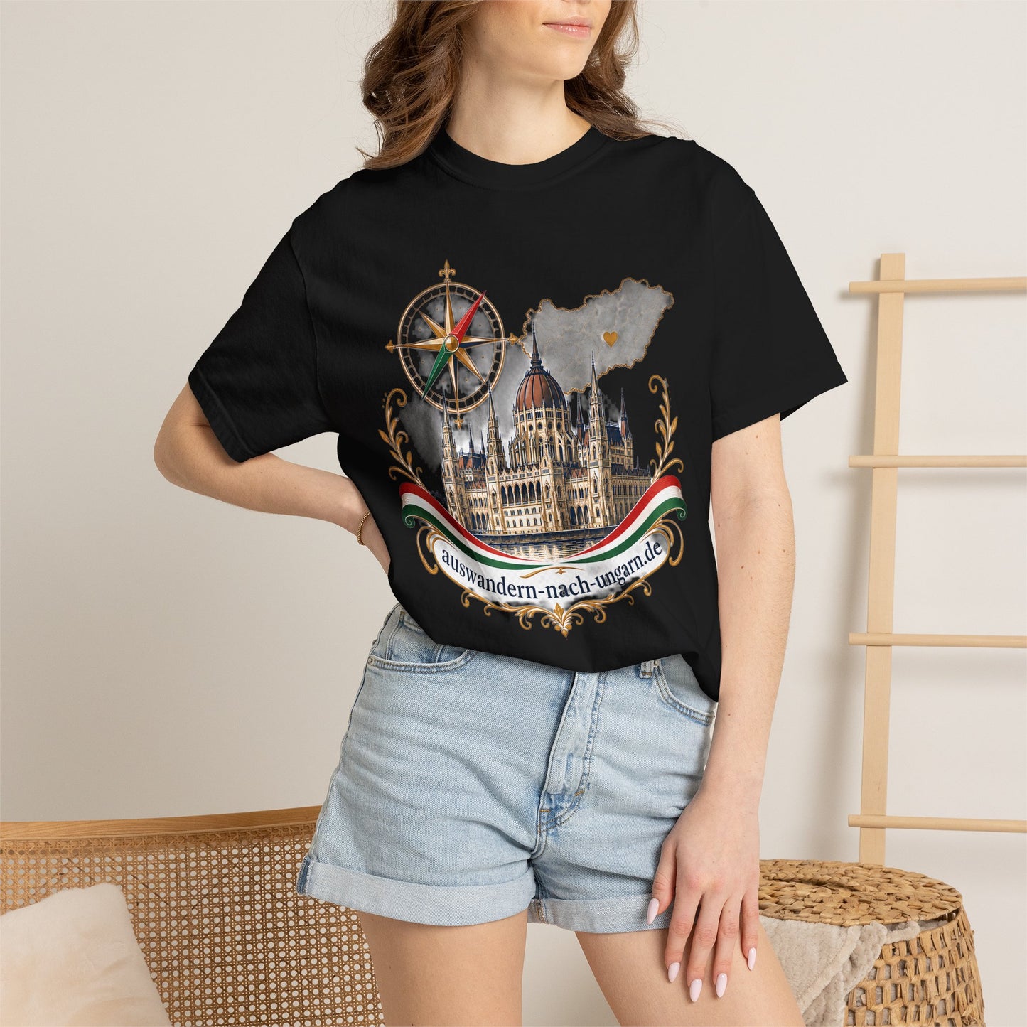 Auswandern nach Ungarn de - Unisex-T-Shirt aus garmentgefärbter Baumwolle