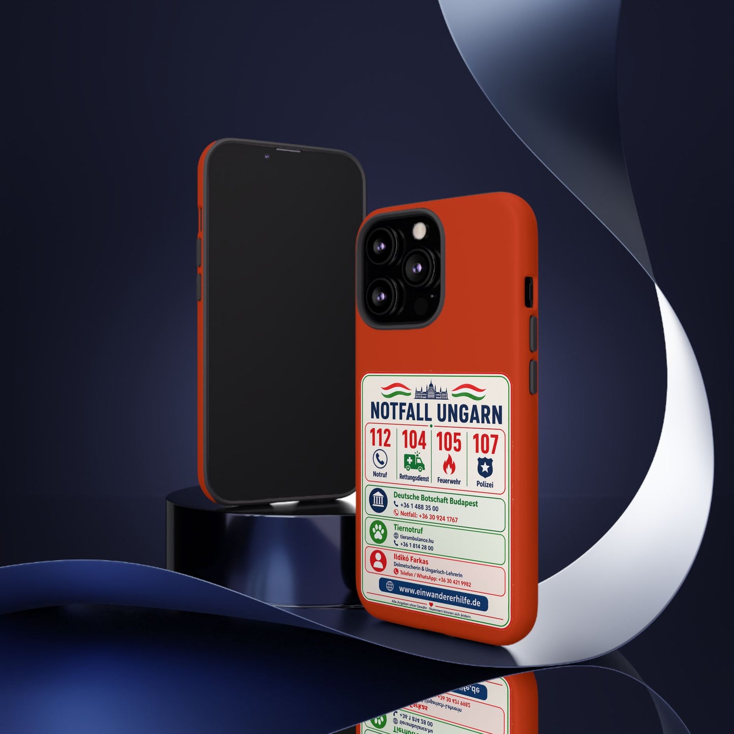Notfall-Handyhülle Ungarn mit wichtigen Telefonnummern