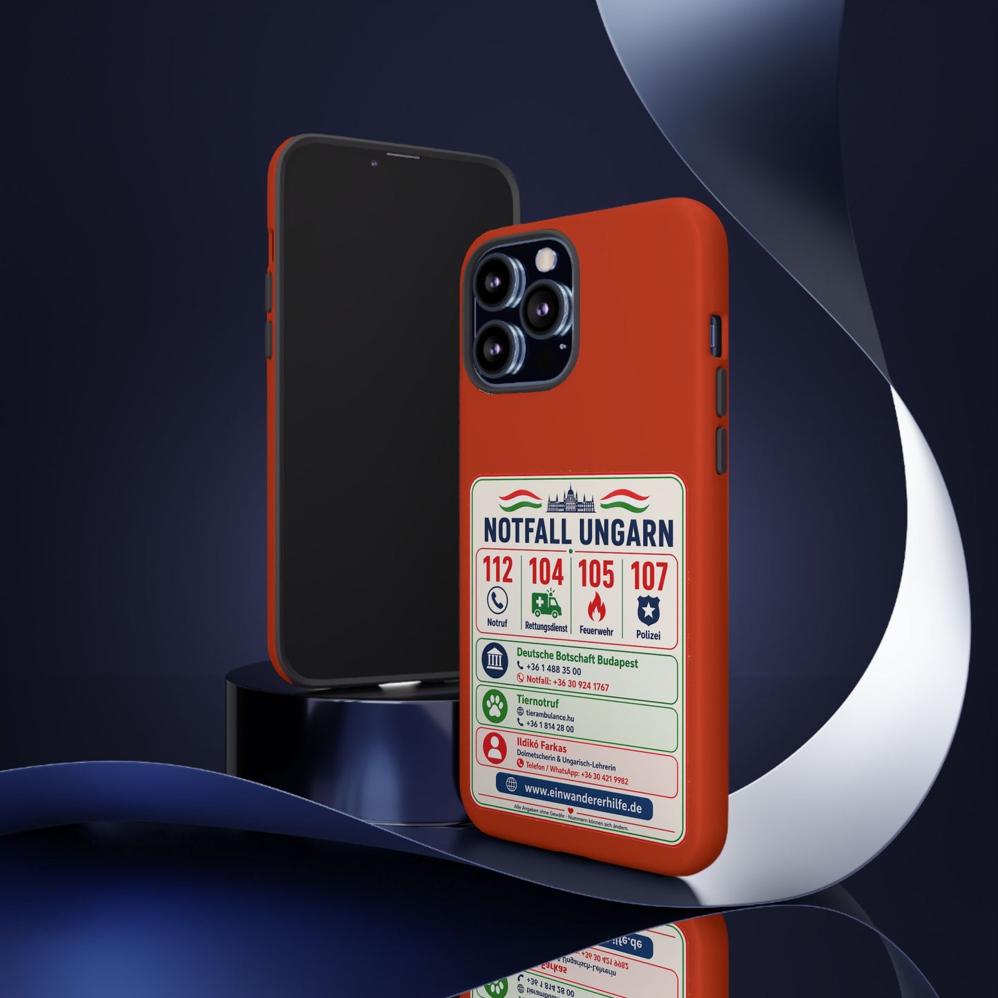 Notfall-Handyhülle Ungarn mit wichtigen Telefonnummern