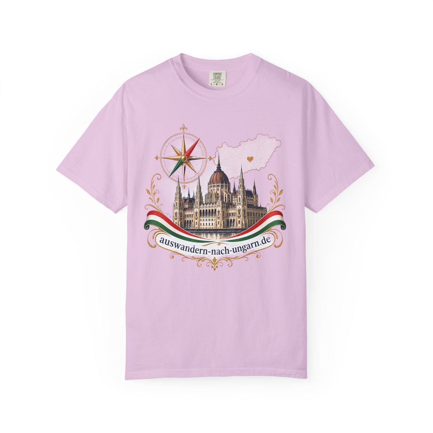 Hungary Travel T-Shirt – Budapest Parliament Illustration with 'auswandern-nach-ungarn.de'
