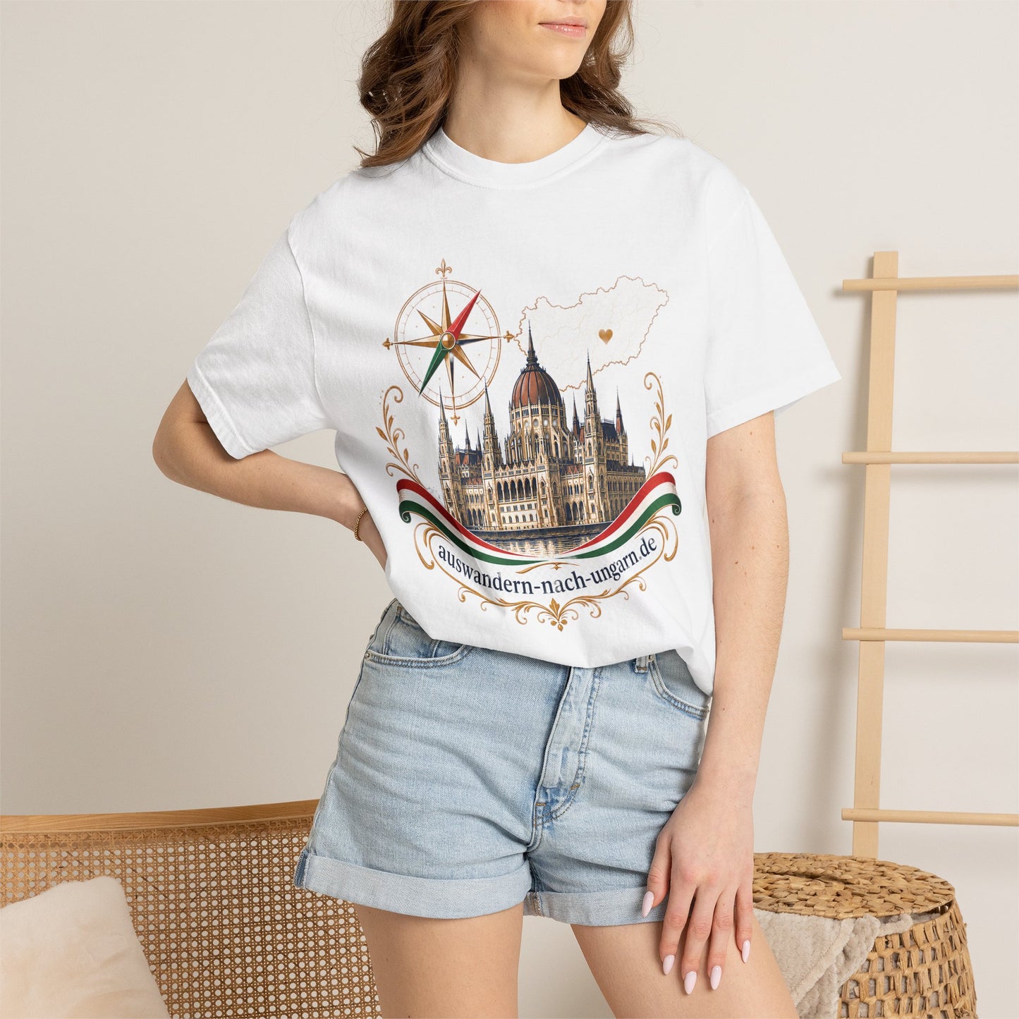 Auswandern nach Ungarn de - Unisex-T-Shirt aus garmentgefärbter Baumwolle