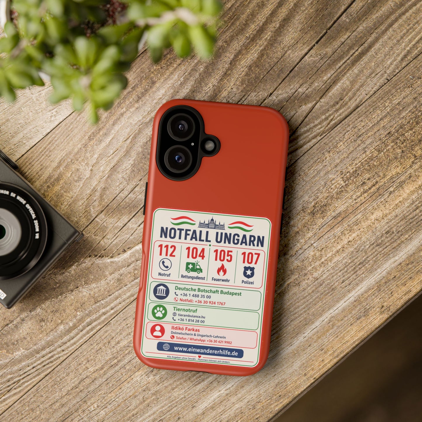 Notfall-Handyhülle Ungarn mit wichtigen Telefonnummern