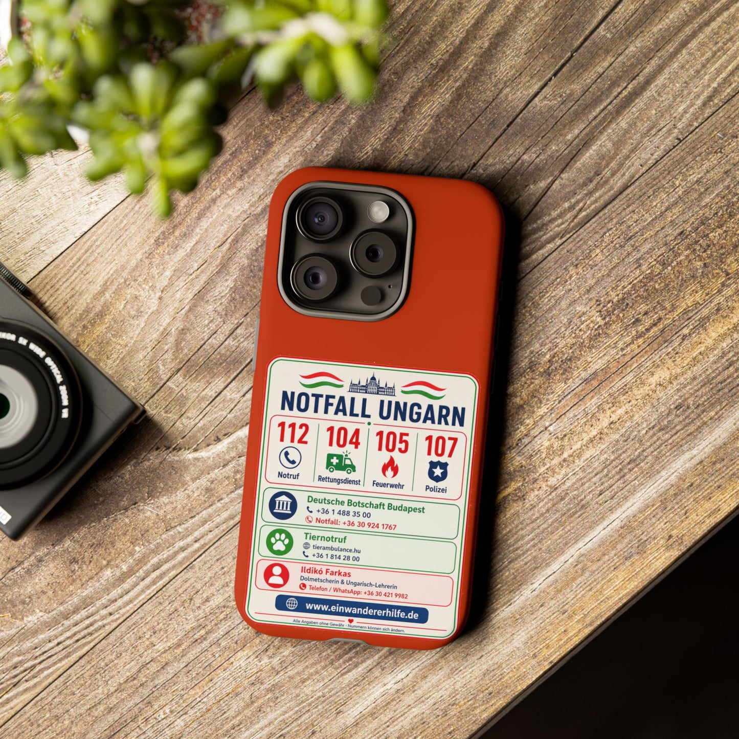 Notfall-Handyhülle Ungarn mit wichtigen Telefonnummern
