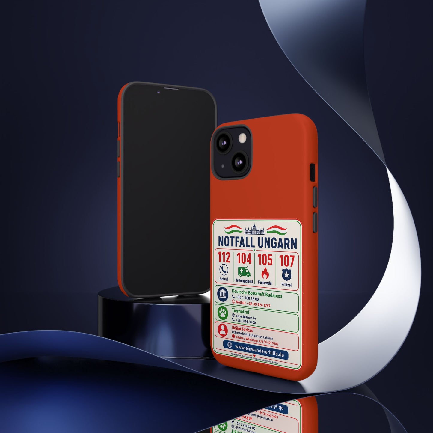 Notfall-Handyhülle Ungarn mit wichtigen Telefonnummern