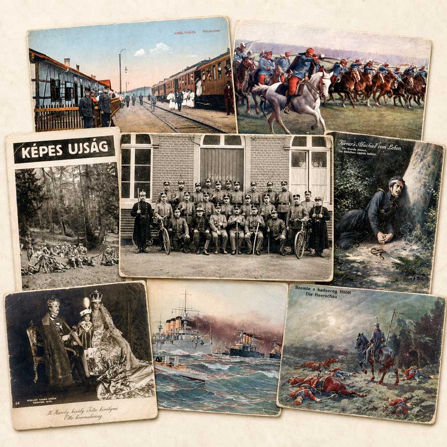 8 Alte Ansichtskarten Ungarn - Militär, Monarchie, Eisenbahn und Zeitgeschichte