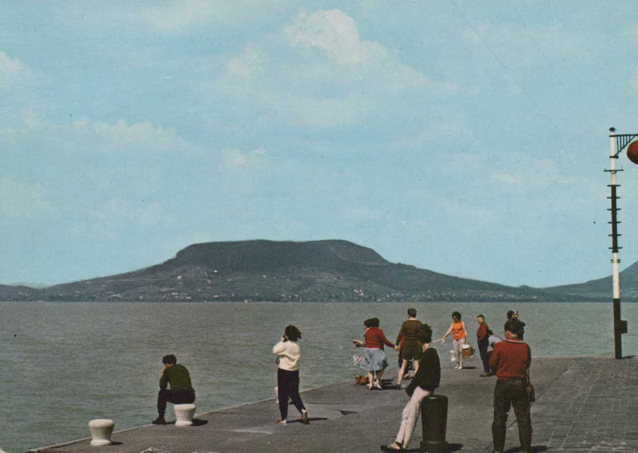 Alte Ansichtskarte Balaton mit Blick auf den Badacsony