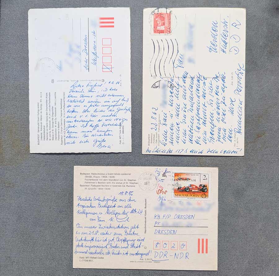 AlteAlte Karten von Budapest Rückseite gelaufen. Briefmarken sind auf 2 AKKarten.