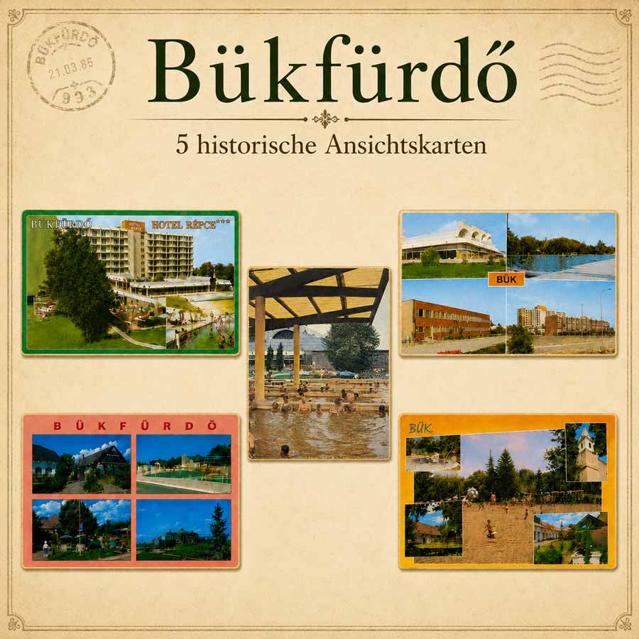 5 alte Ansichtskarten Bük, Bükfürdö