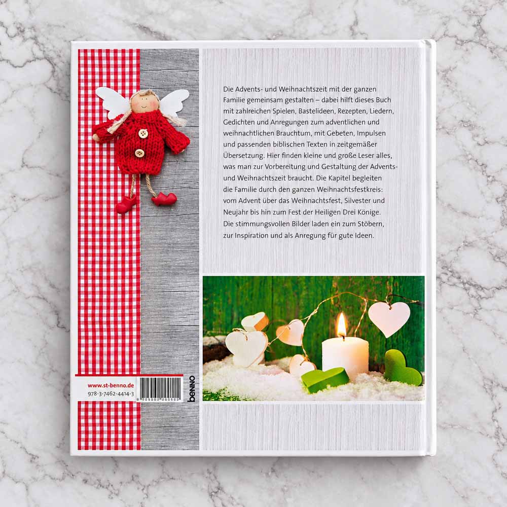 Das christliche Hausbuch für die Advents- und Weihnachtszeit – geöffnetes Inhaltsverzeichnis mit Themen zu Advent, Weihnachten und Heiligen Drei Königen
