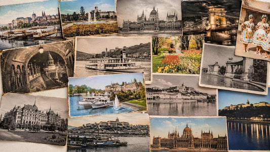 Historische Ansichtskarten Ungarn: hochwertige Sammlung alter ungarischer Postkarten mit Budapest, Donau, Kettenbrücke, historischen Gebäuden, Parks, Schiffen und traditioneller Tracht.