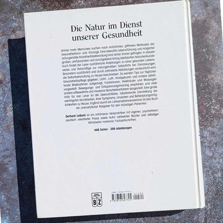 Naturheilkunde – Rückseite des Buches Das moderne Hausbuch der Naturheilkunde von Gerhard Leibold