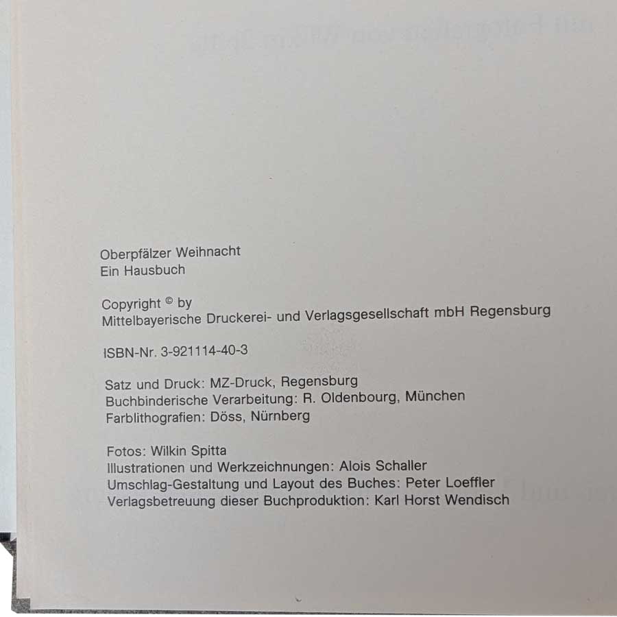 Oberpfälzer Weihnacht 1978 mit ISBN 3-921114-40-3 – Erstausgabe aus Regensburg