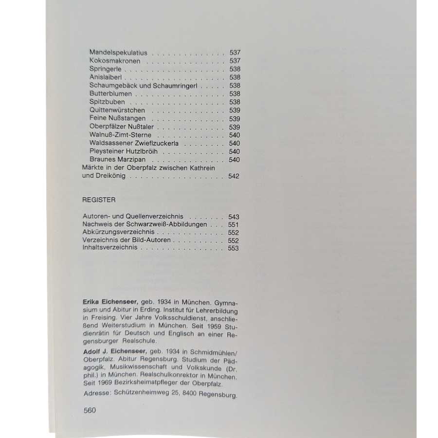 Oberpfälzer Weihnacht mit alten Weihnachtsrezepten und Angaben zu Erika und Adolf Eichenseer