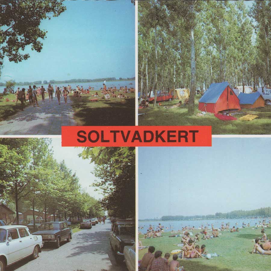 Auswandern nach Ungarn – alte Ansichtskarte von Soltvadkert mit Badesee und Campingplatz