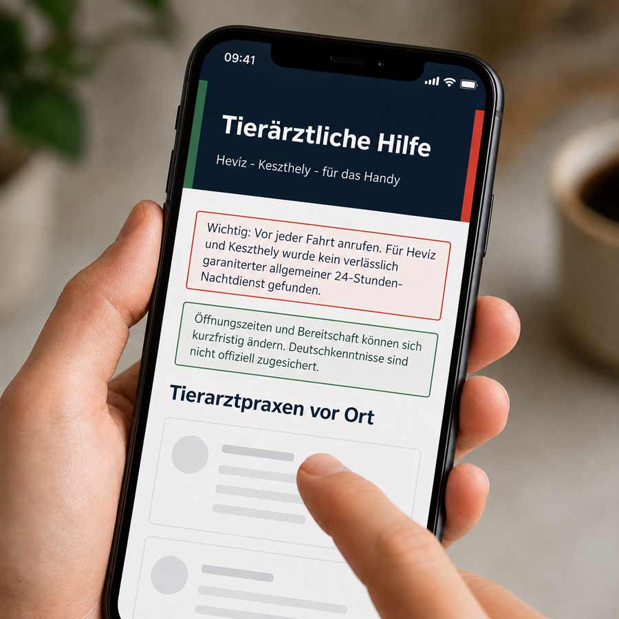 Tierarzt in Heviz und Keszthely finden – tierärztliche Hilfe und wichtige Hinweise zum Tierarzt-Notdienst auf dem Smartphone