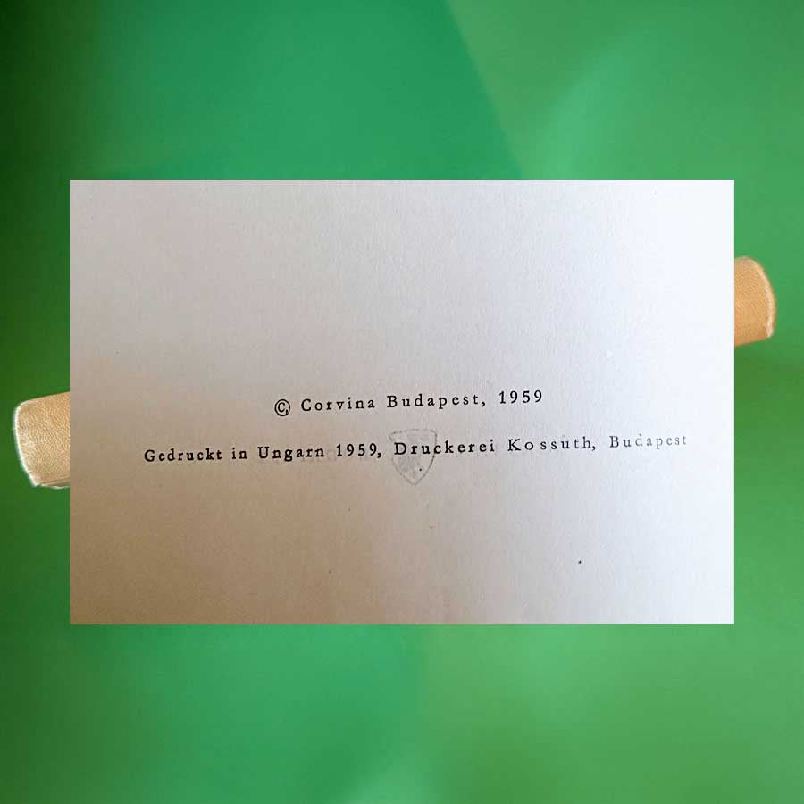 József Venesz Ungarische Kochkunst – Druckvermerk Corvina Budapest 1959