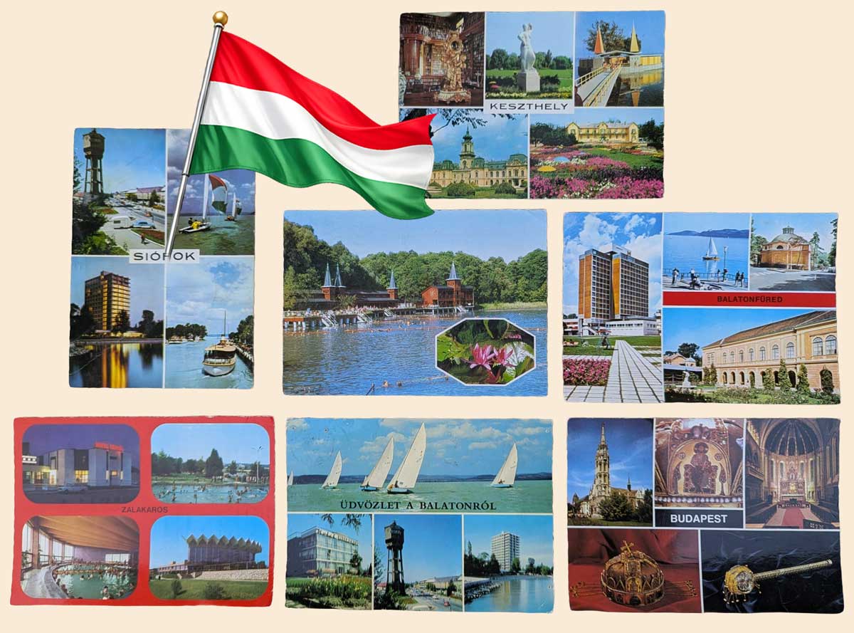 7 eredeti magyar képeslap 1970–1980 | Balaton, Zalakaros, Budapest és más helyszínek