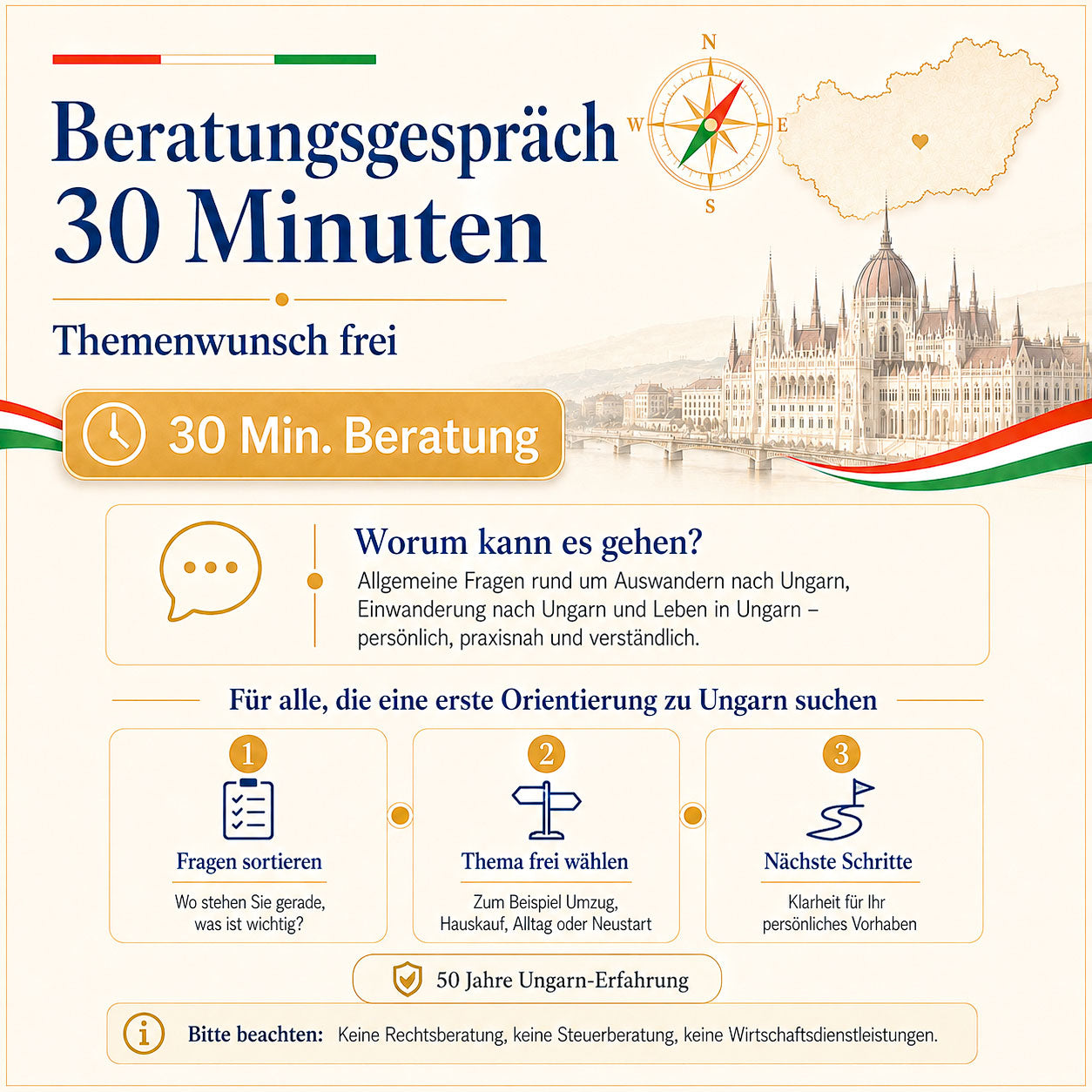 Beratungsgespräch 30 Minuten über´s Auswandern nach Ungarn, Einwanderung und Leben in Ungarn – freie Themenwahl mit 50 Jahren Ungarn-Erfahrung, ohne Rechtsberatung, Steuerberatung und Wirtschaftsdienstleistungen.