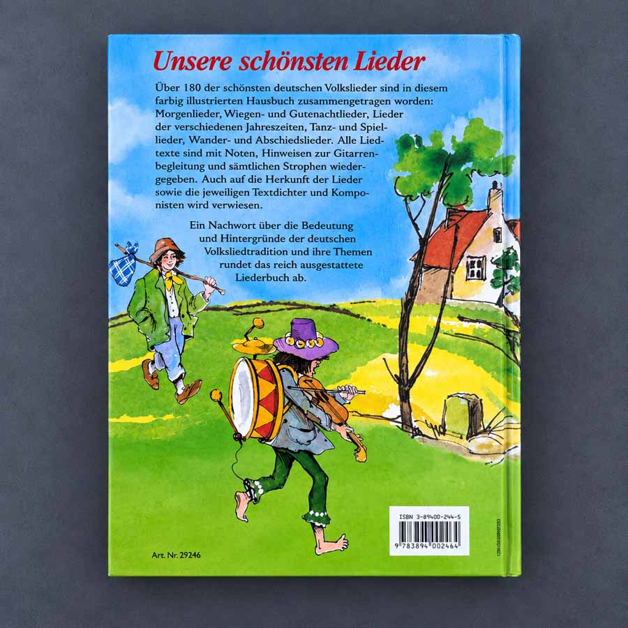Unsere schönsten Lieder – Rückseite des illustrierten Volksliederbuchs
